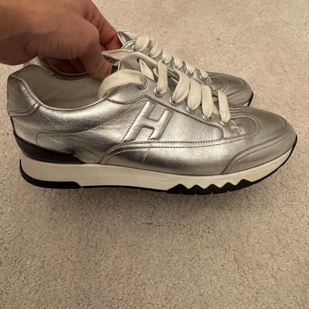 Hermes Silver Women's Sneakers - Picture 2 of 4